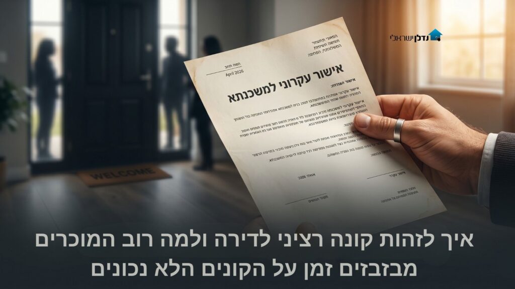 ידיים מחזיקות אישור עקרוני למשכנתא בכניסה לדירה למכירה – איך לזהות קונה רציני לדירה וסינון קונים