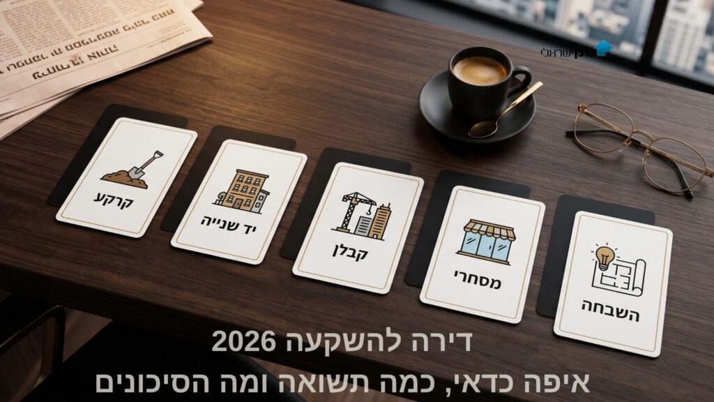 חמישה קלפי סוגי השקעות נדלן קרקע יד שנייה קבלן מסחרי והשבחה – דירה להשקעה 2026 השוואה ובחירה