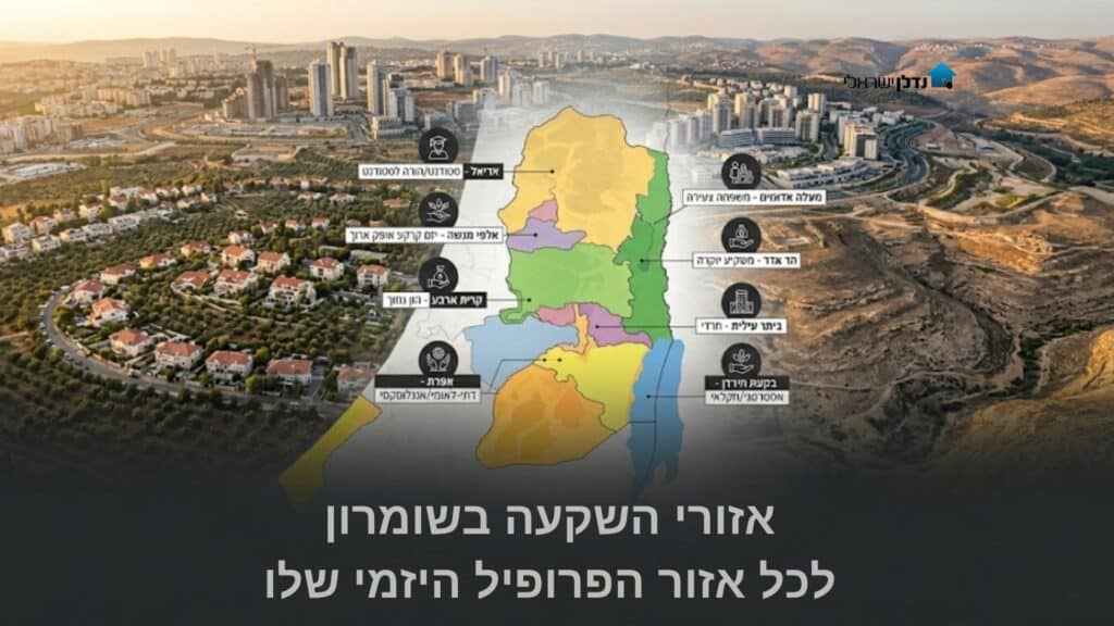 מפת אזורי השקעה ביהודה ושומרון עם פרופיל יזמי לכל אזור – אריאל מעלה אדומים אלפי מנשה אפרת ביתר וקרית ארבע