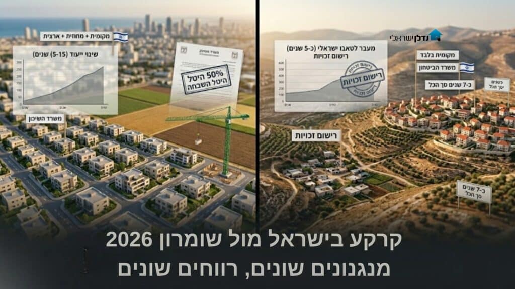 השוואת קרקע בישראל מול שומרון 2026 שינוי ייעוד מול רישום זכויות מנגנונים שונים רווחים שונים